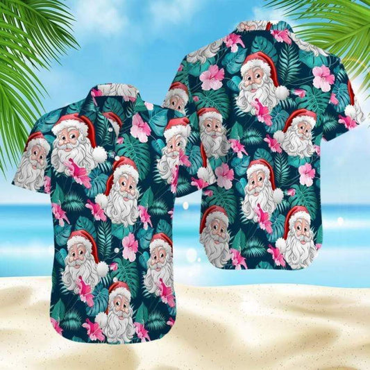 Christmas Santa Claus Beautiful &amp;amp; Funny Hawaiian Aloha Shirts #V