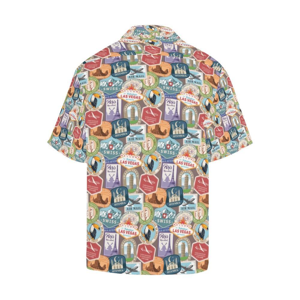 Travel Stamp Print Design Hawaiian Shirt