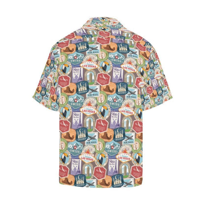 Travel Stamp Print Design Hawaiian Shirt