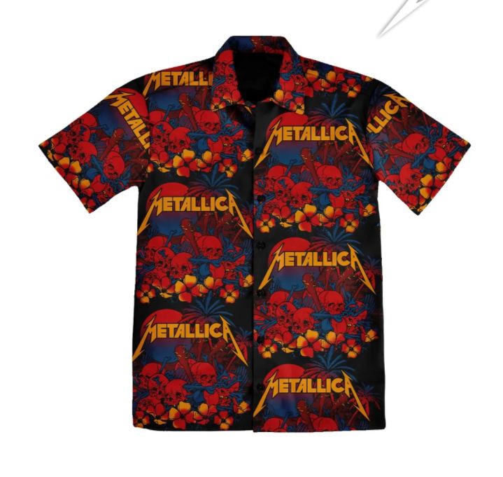 Metallica Sunset Skulls Aloha Tropical Pattern- Hawaii Shirt