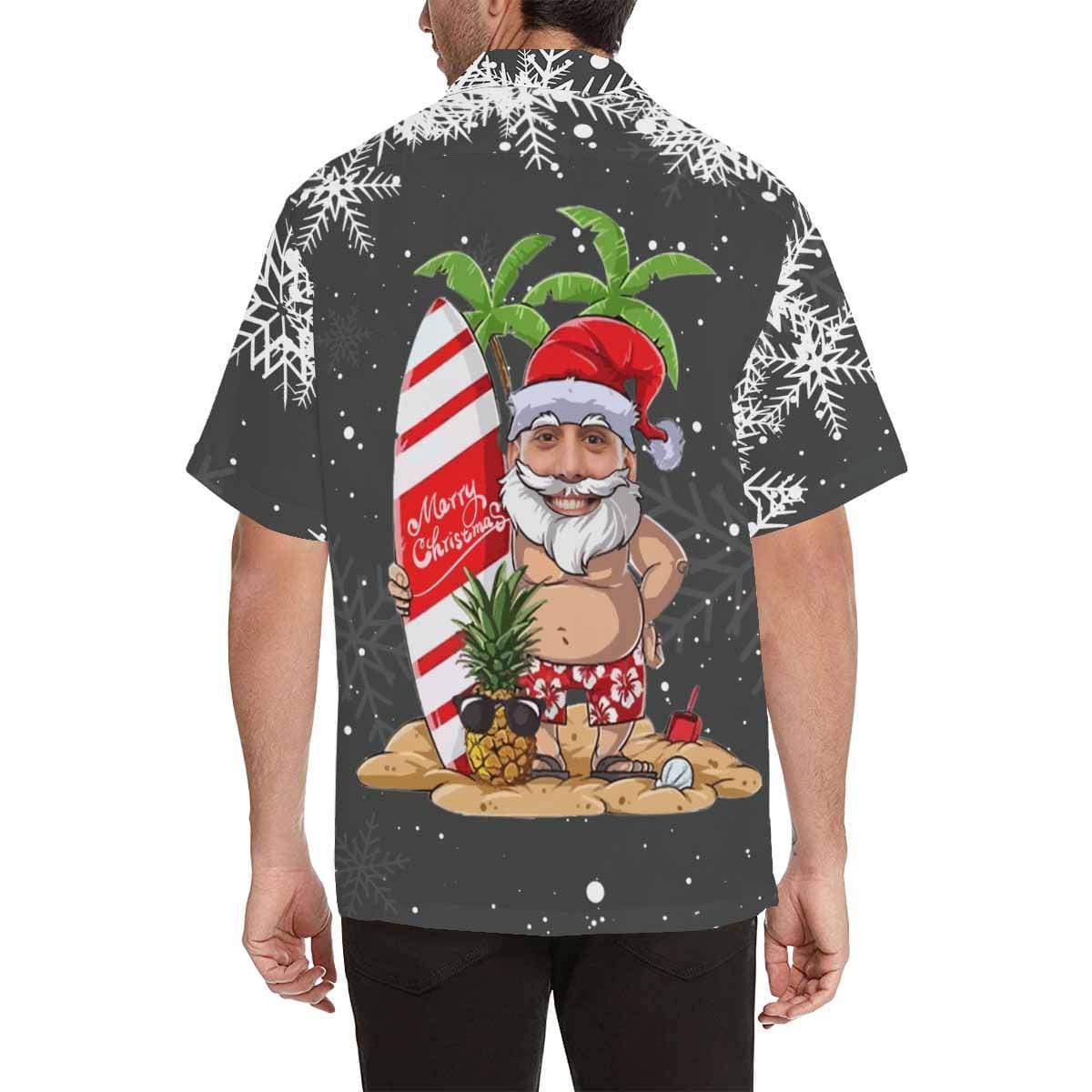 Custom Face Christmas Coconut Tree Men's Hawaiian Shirt