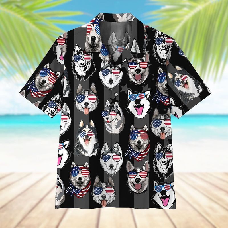 Husky American Flag   Black High Quality Unisex Hawaiian Shirt For Men And Women Dhc17064069