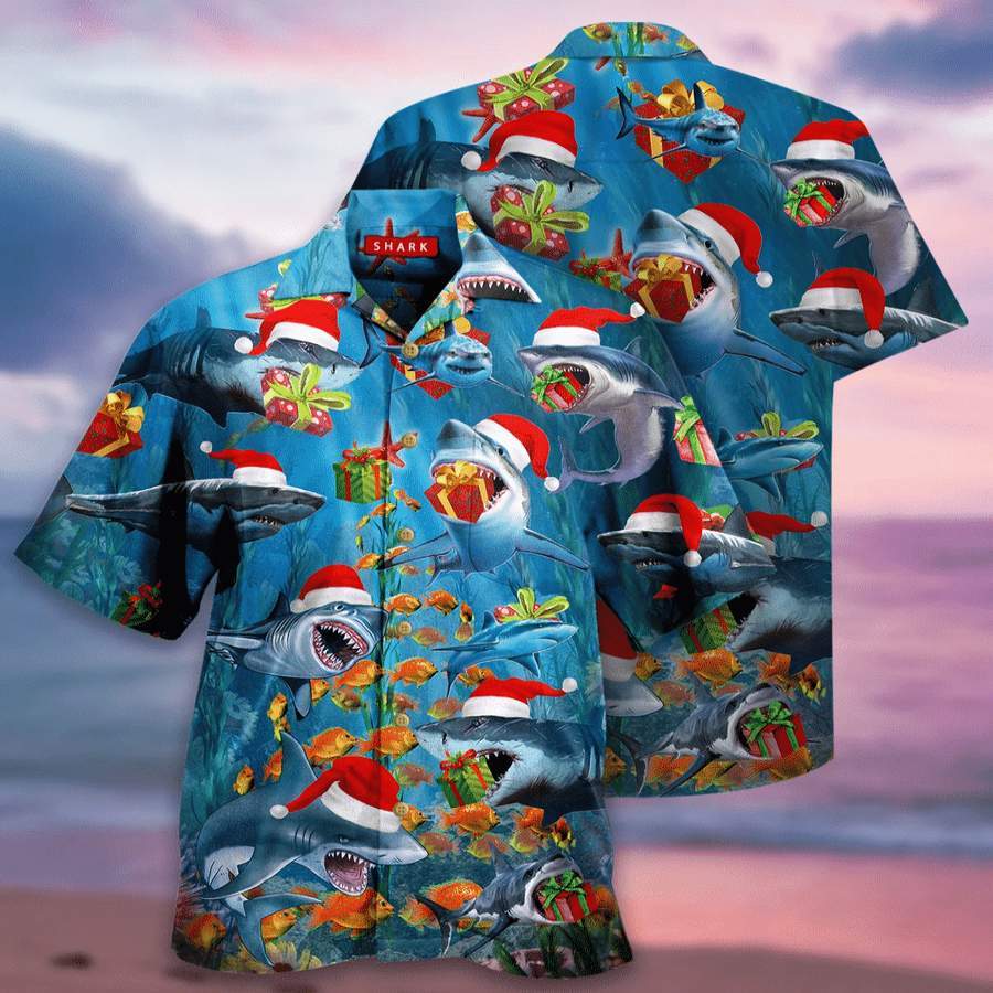 Hawaiian Aloha Shirts A Great White Christmas Shark