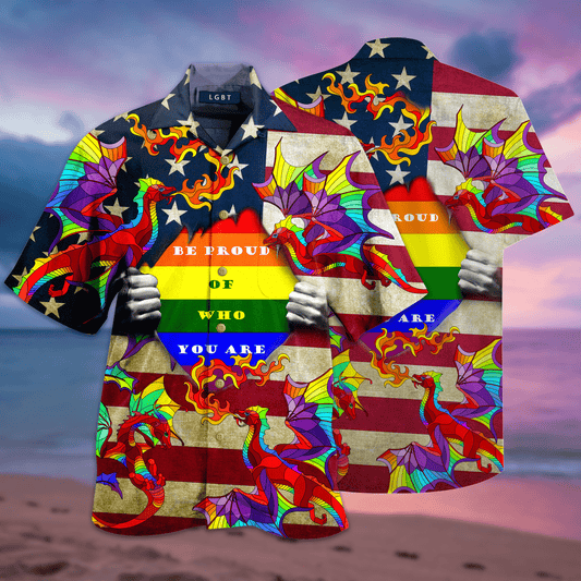 LGBT Rainbow Dragon Be Proud Hawaiian Aloha Shirt #DH