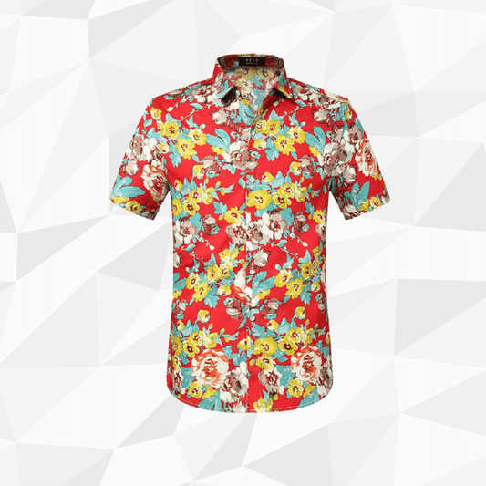 Red Flower Garish Hawaiian Unisex Shirts #DH