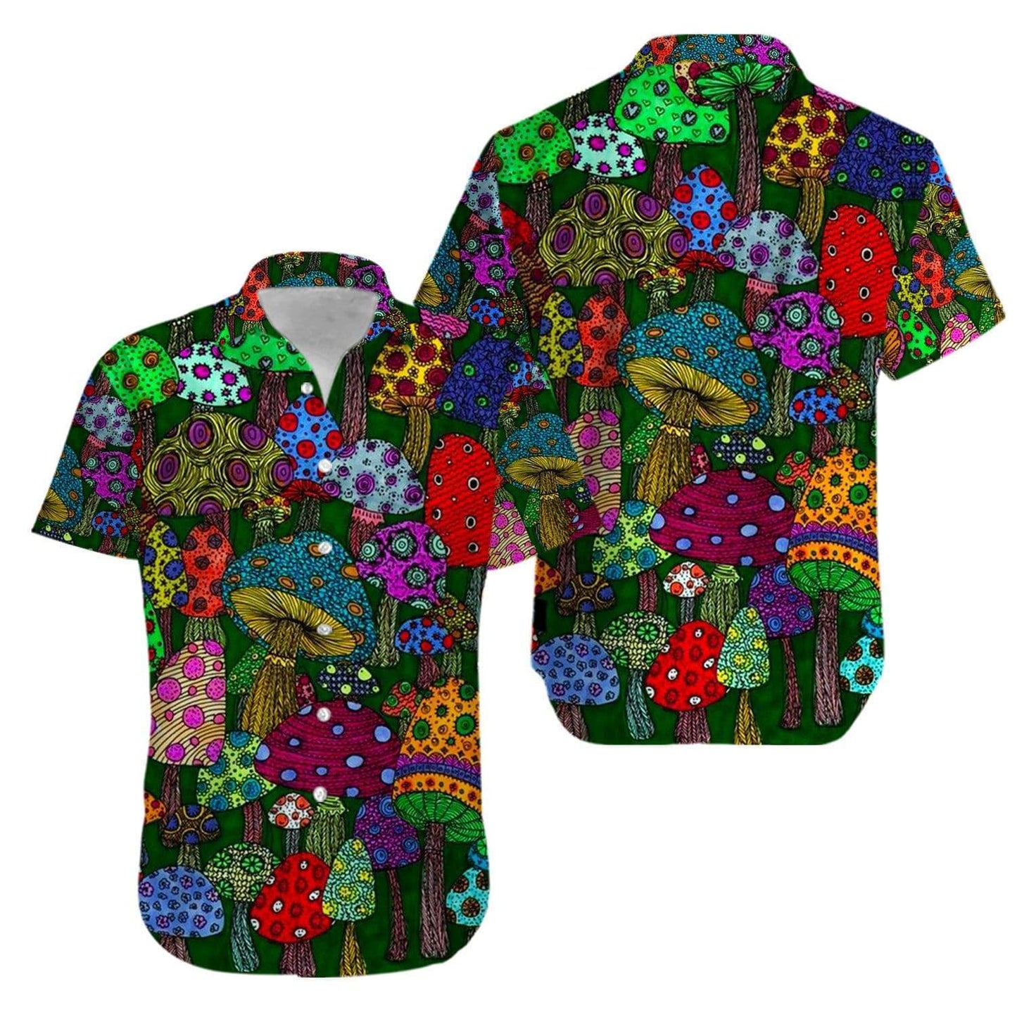 Hippie Vintage Trippy Mushroom Aloha Hawaiian Shirts #V