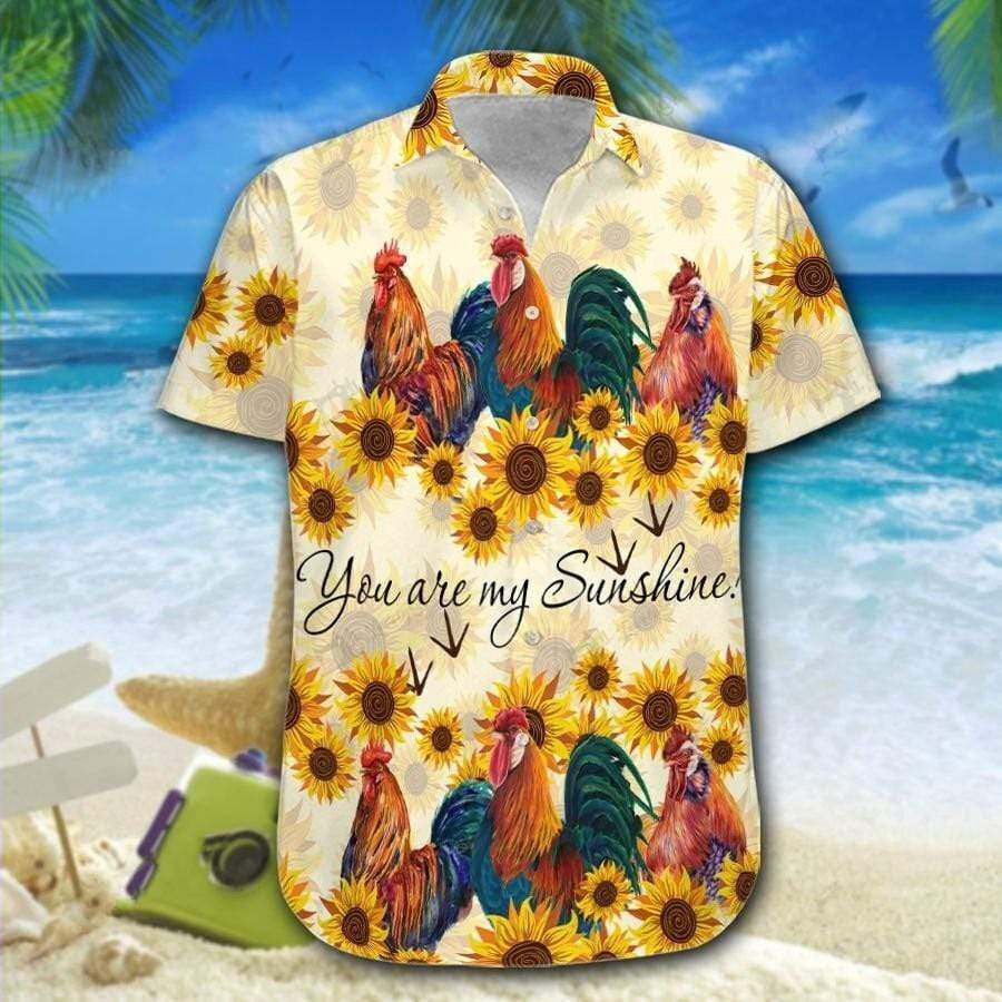 Hawaiian Aloha Shirts Roosters You'Re My Sunshine