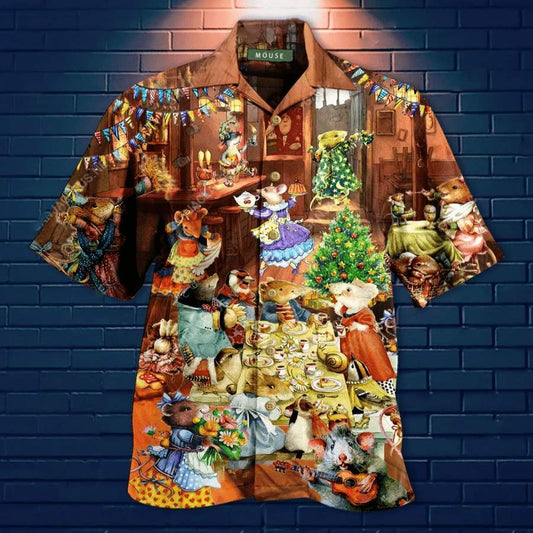 Hawaiian Aloha Shirts Mouse Let's Party When No Hooman At Home Christmas