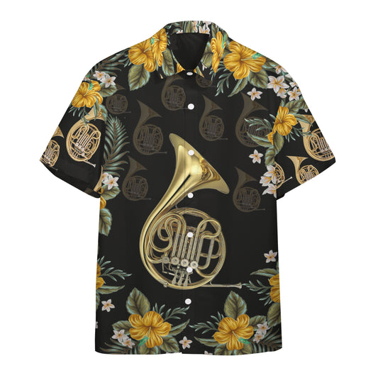  3D French Horn Hawaii Shirt