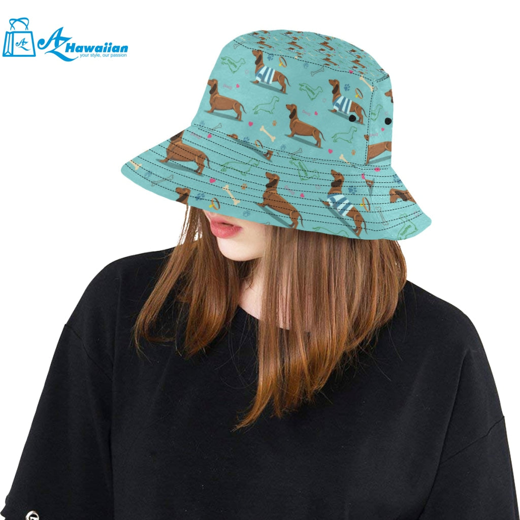 Dachshund decorative background Unisex Bucket Hat