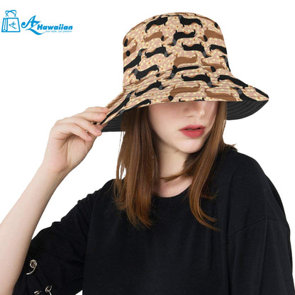 Dachshund floral background Unisex Bucket Hat