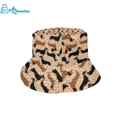 Dachshund floral background Unisex Bucket Hat