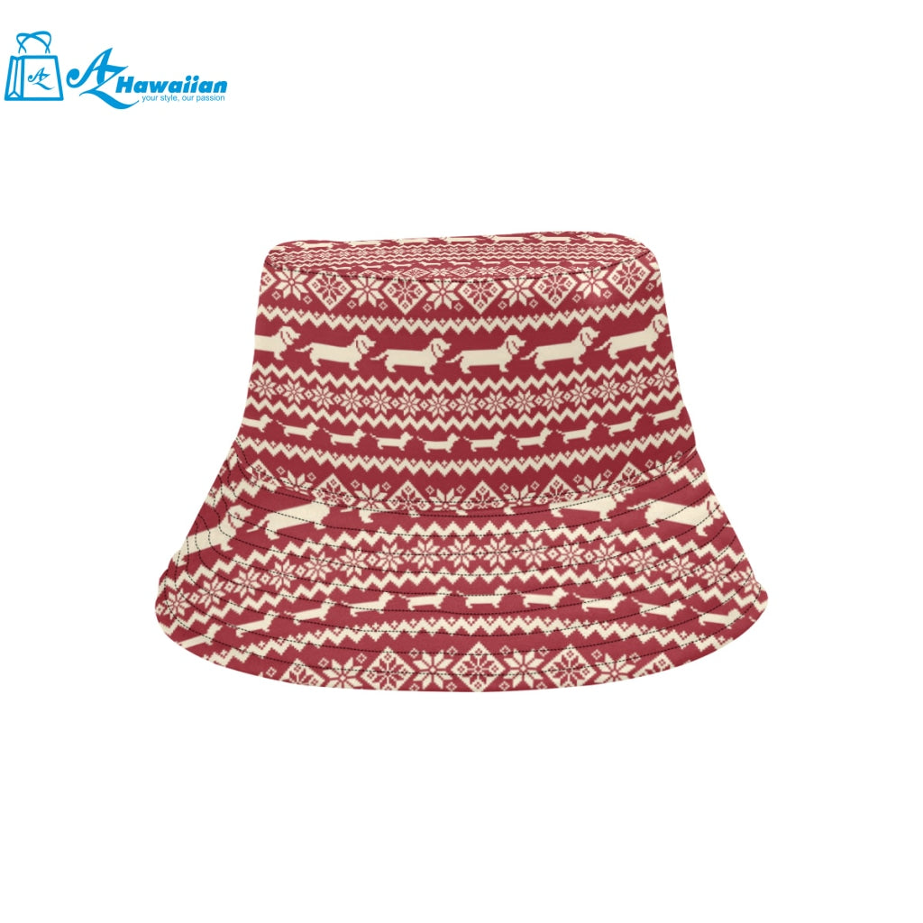 Dachshund Nordic pattern Unisex Bucket Hat