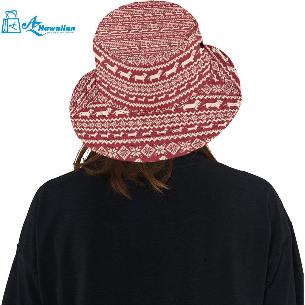 Dachshund Nordic pattern Unisex Bucket Hat