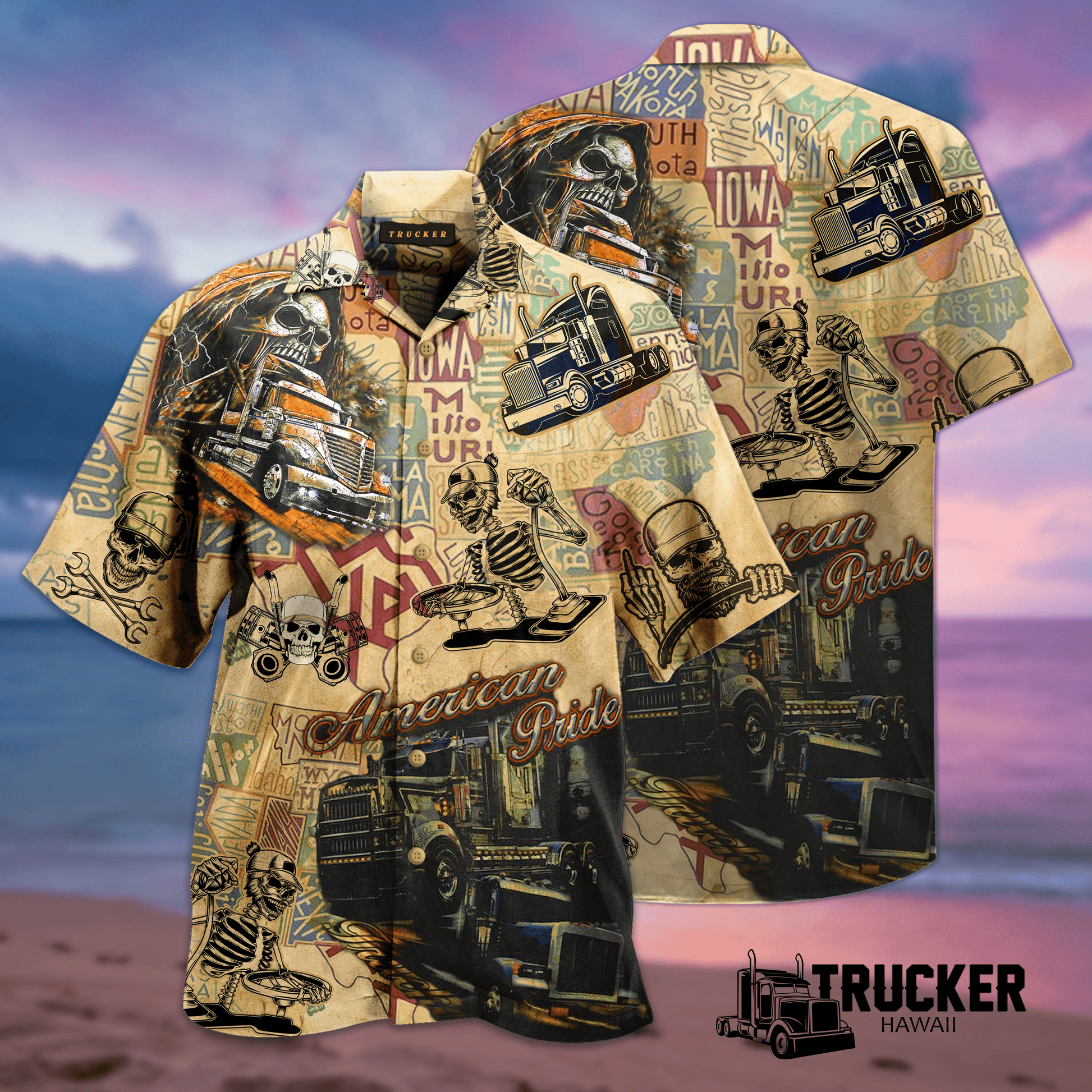 Amazing Trucks American Pride Unisex Hawaiian Aloha Shirt #V