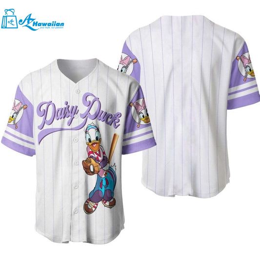 Daisy Duck All Over Print Pinstripe Baseball Jersey 