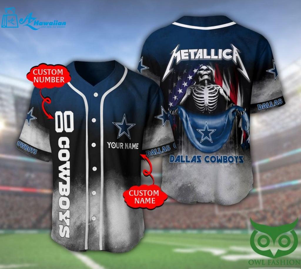 Dallas Cowboys 3D Personalized Gift, Custom Name Number Metallica Baseball Jersey