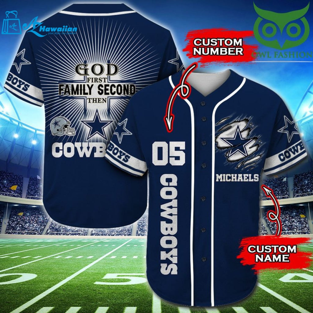 Dallas Cowboys Personalized Gift, Custom Name Number Baseball Jersey Shirt