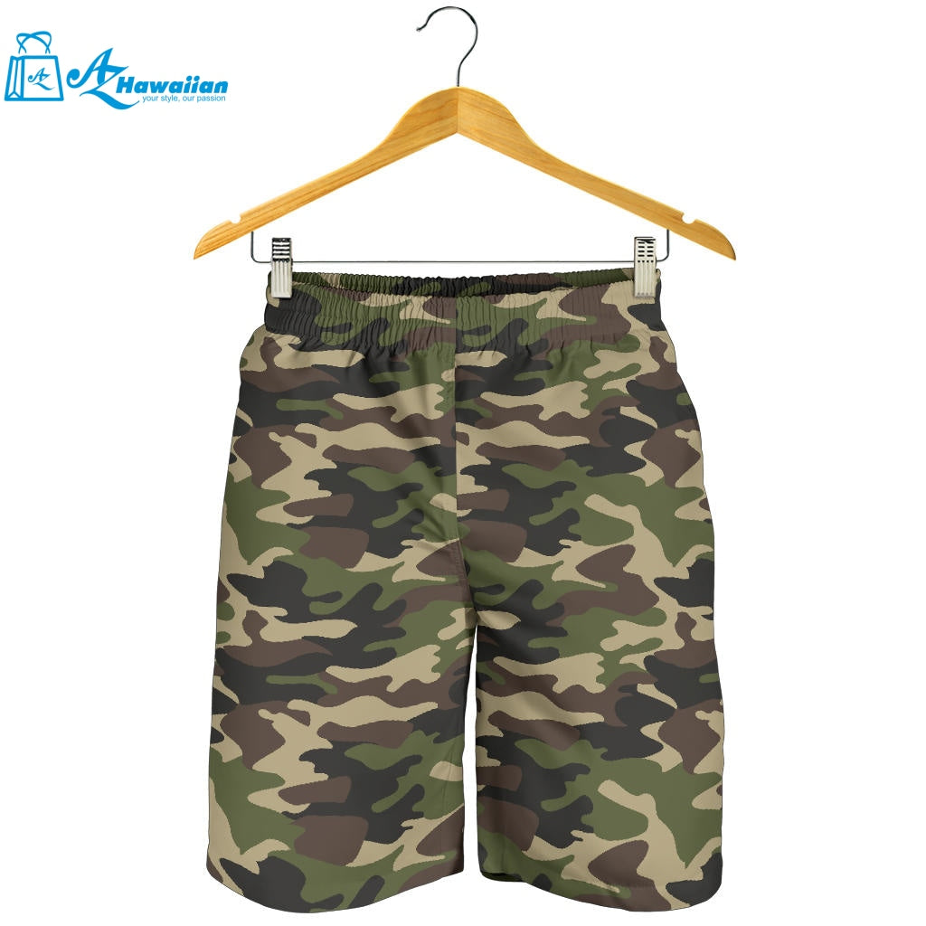 Dark Green Camo Camouflage Pattern Men Shorts