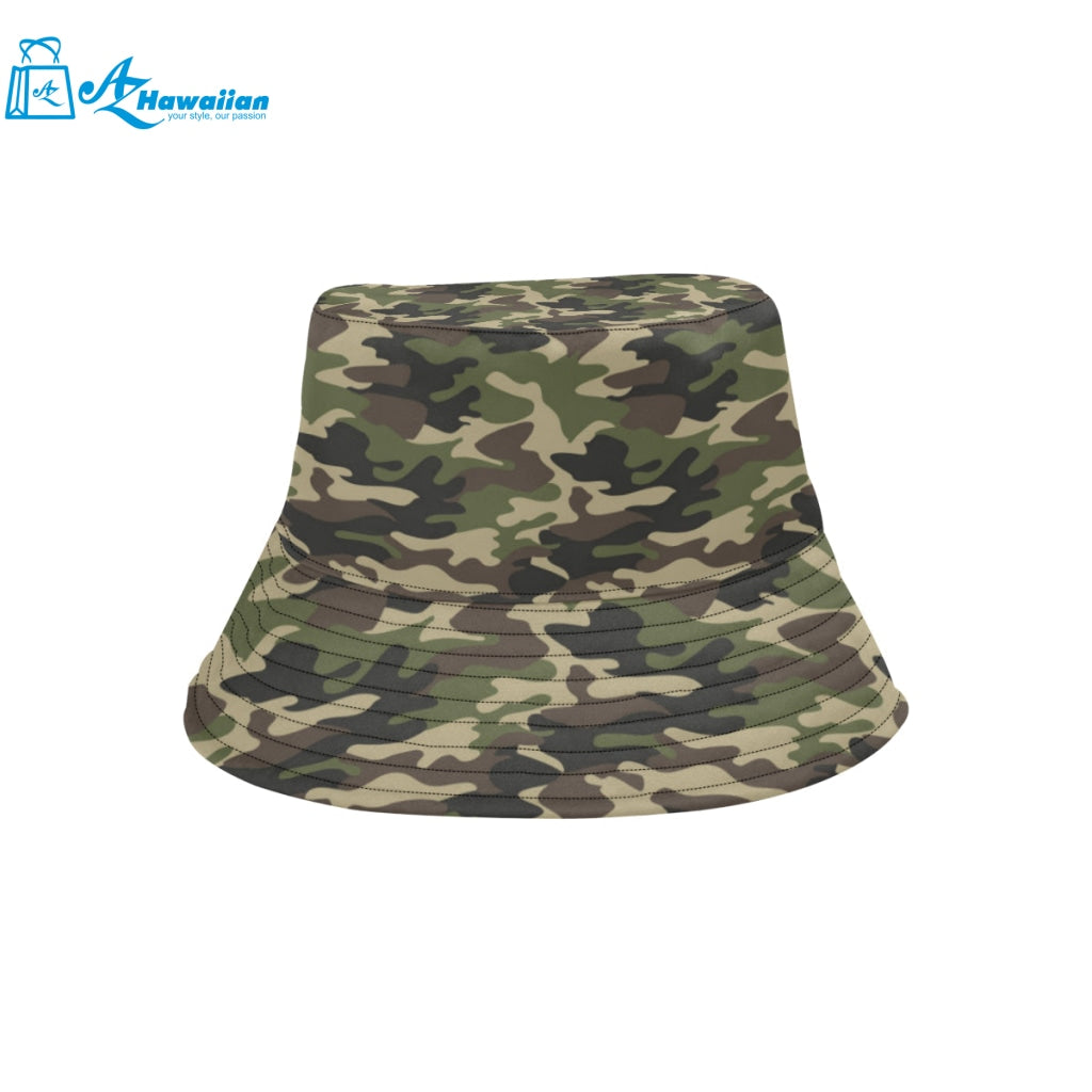 Dark Green camouflage pattern Unisex Bucket Hat