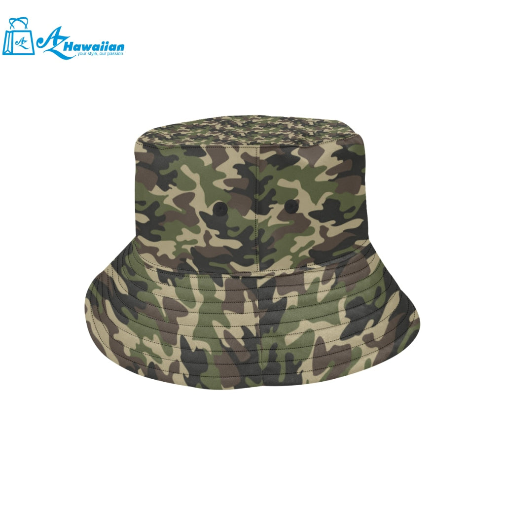 Dark Green camouflage pattern Unisex Bucket Hat