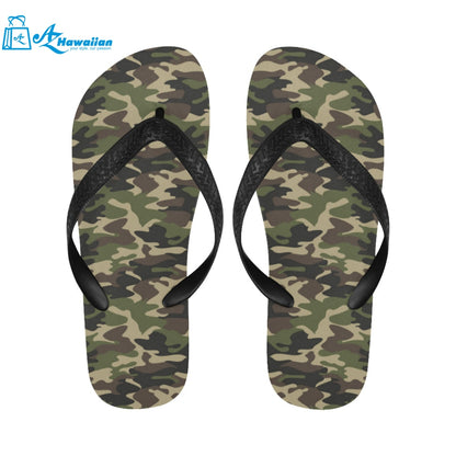 Dark Green camouflage pattern Unisex Flip Flops