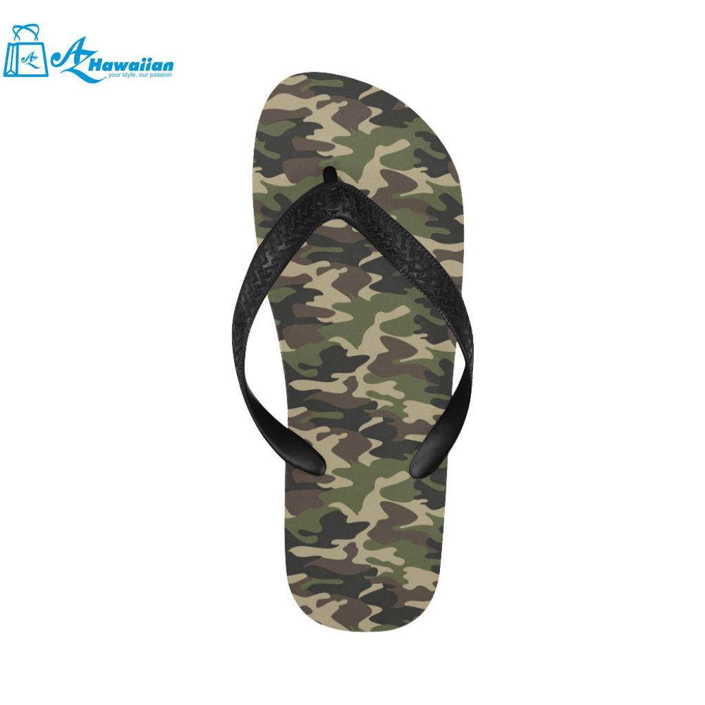 Dark Green camouflage pattern Unisex Flip Flops