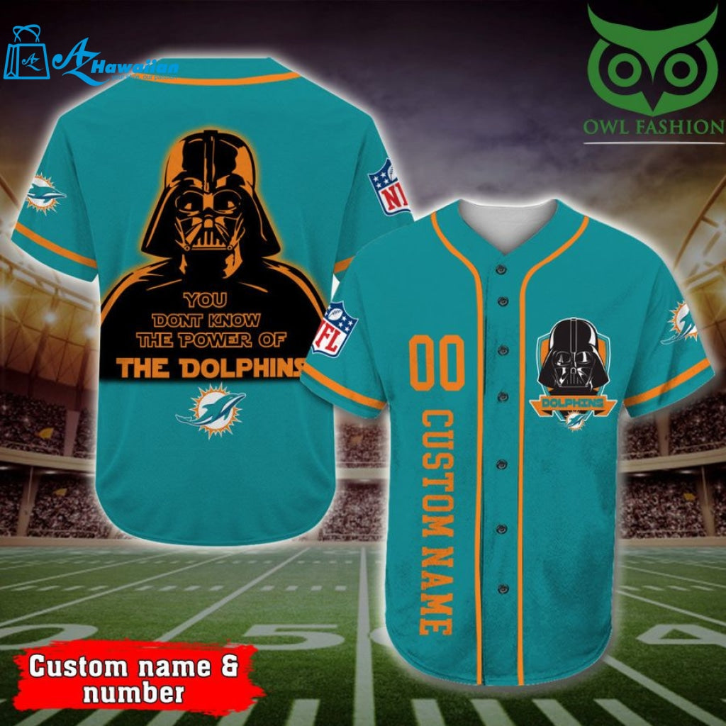 Darth Vader Star Wars Personalized Gift, Custom Name Number Miami Dolphins Baseball Jersey Shirt