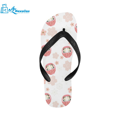 Daruma japanese wooden doll cherry blossom flower Unisex Flip Flops