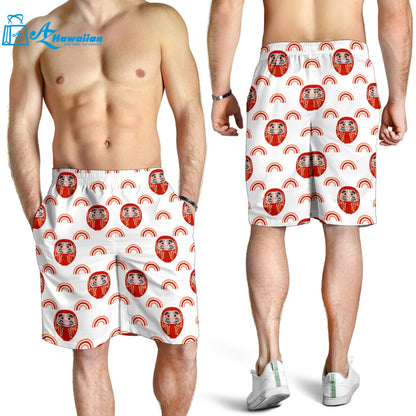 Daruma Japanese Wooden Doll Design Pattern Men Shorts