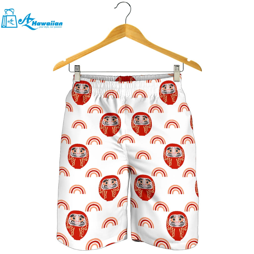 Daruma Japanese Wooden Doll Design Pattern Men Shorts