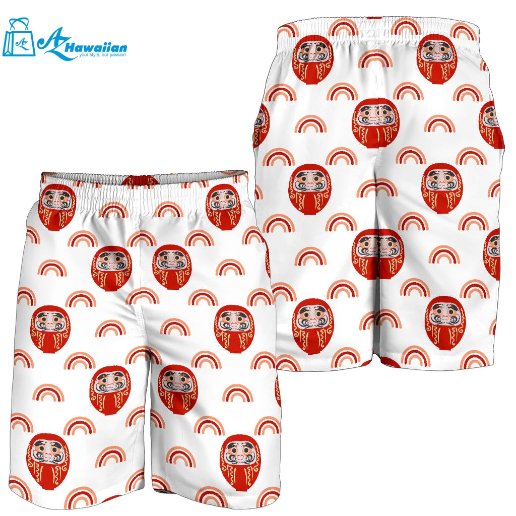 Daruma Japanese Wooden Doll Design Pattern Men Shorts