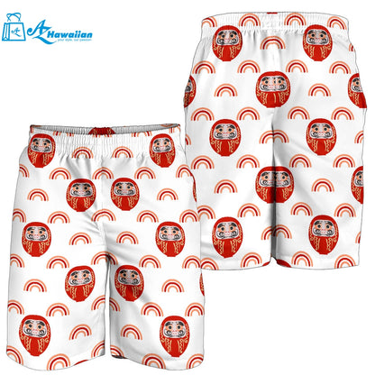 Daruma Japanese Wooden Doll Design Pattern Men Shorts