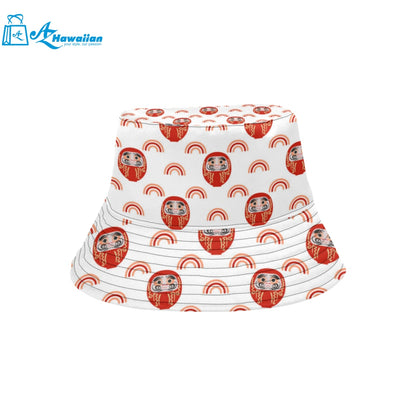 Daruma japanese wooden doll design pattern Unisex Bucket Hat