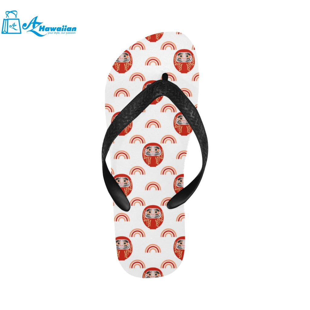 Daruma japanese wooden doll design pattern Unisex Flip Flops