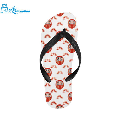 Daruma japanese wooden doll design pattern Unisex Flip Flops