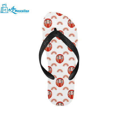 Daruma japanese wooden doll design pattern Unisex Flip Flops