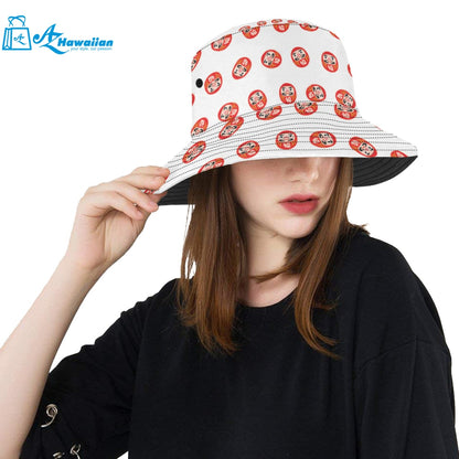 Daruma japanese wooden doll pattern Unisex Bucket Hat