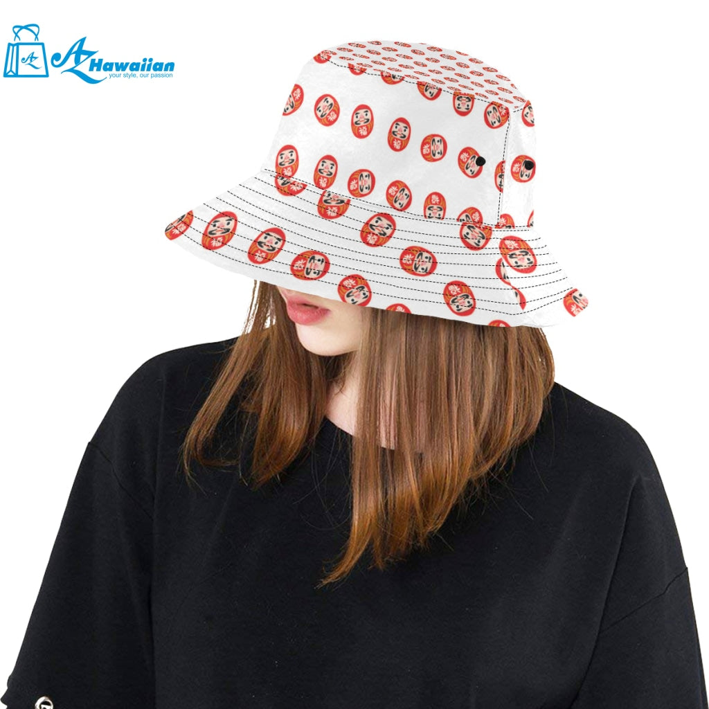 Daruma japanese wooden doll pattern Unisex Bucket Hat