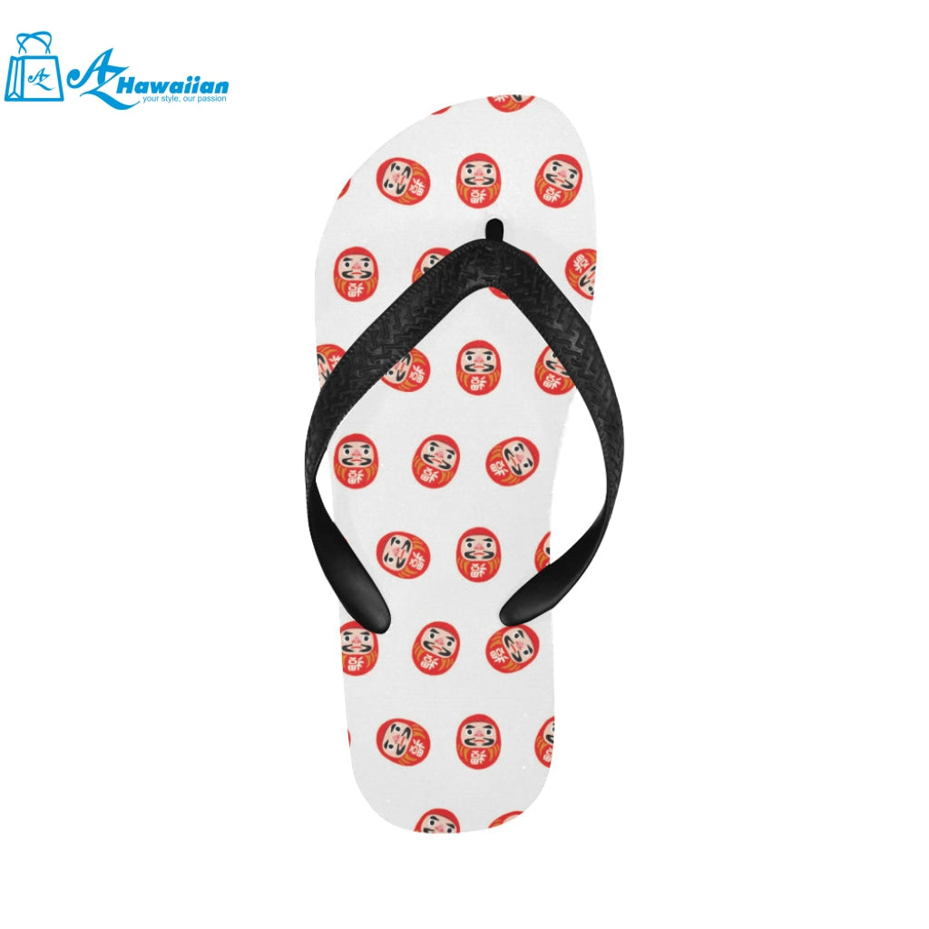 Daruma japanese wooden doll pattern Unisex Flip Flops