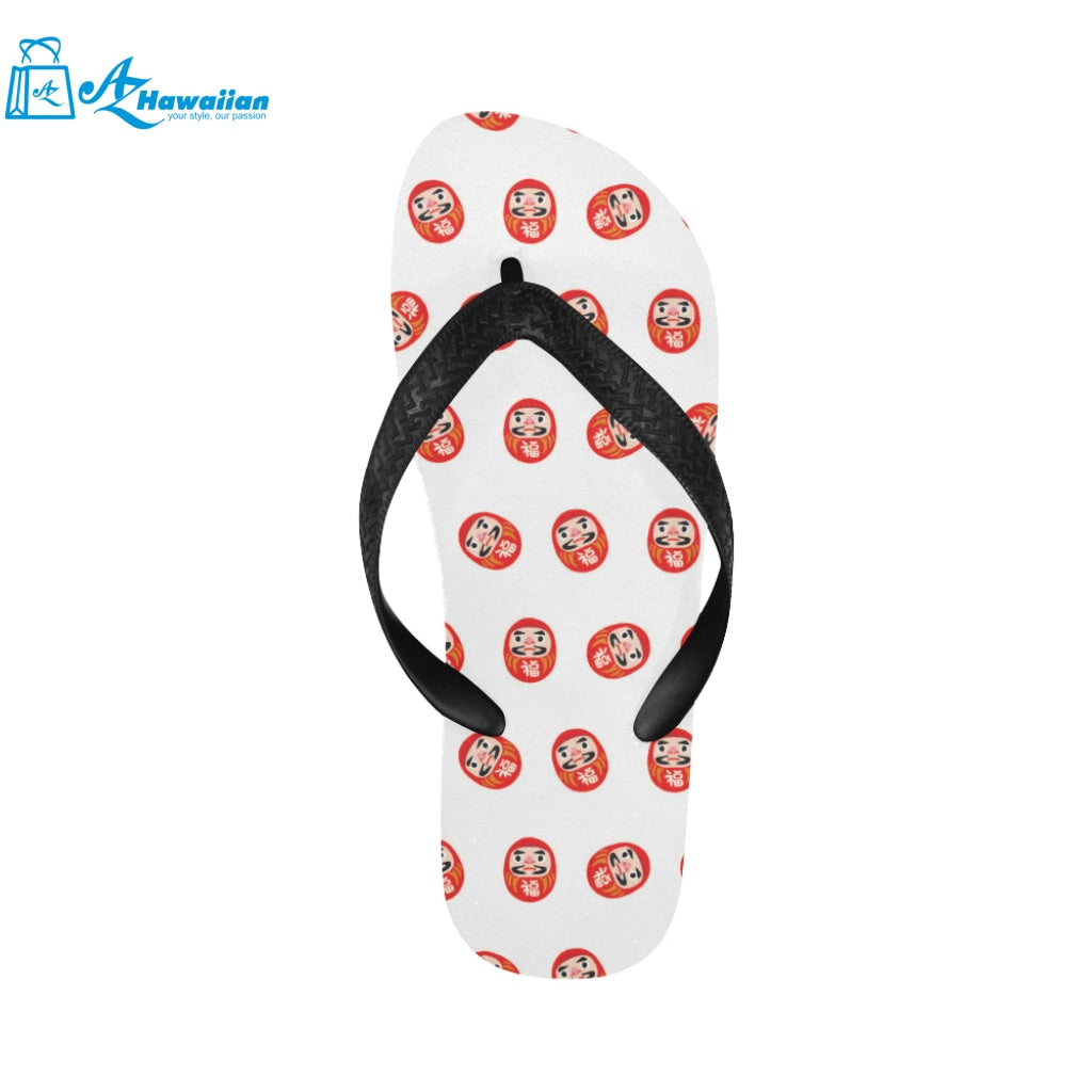 Daruma japanese wooden doll pattern Unisex Flip Flops