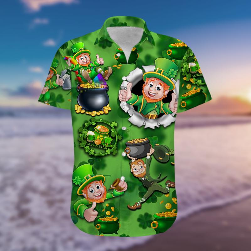 Hawaiian Aloha Shirts Happy Saint Patrick's Day #1101H