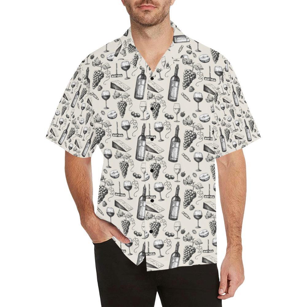 Wine Themed Print Design Hawaiian Shirt