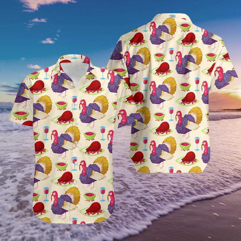 Purple Turkey On Thanksgiving Hawaiian Aloha Shirts