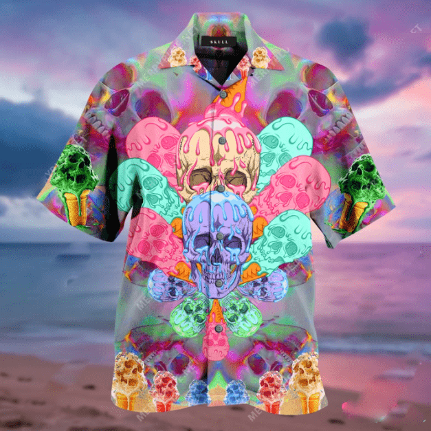 Coolling Skull Ice Cream Hawaiian Aloha Shirt #V