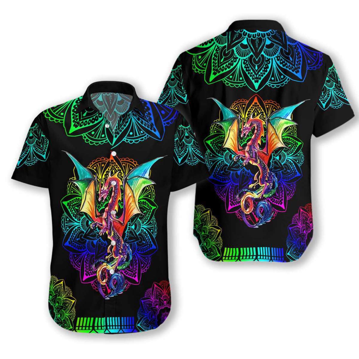 Dragon Mandala Leon Light Unisex Hawaiian Aloha Shirts #H