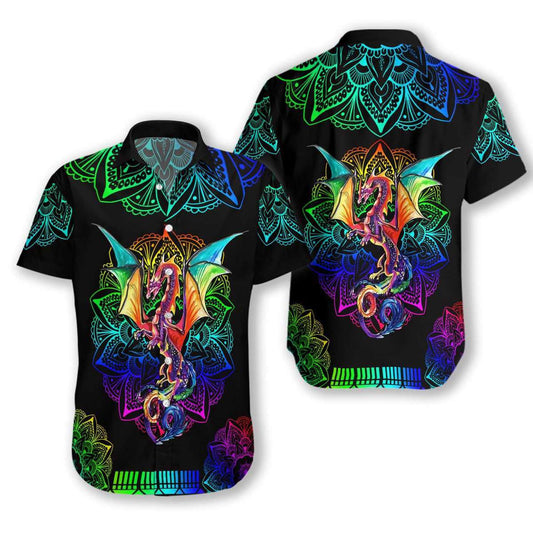 Dragon Mandala Leon Light Unisex Hawaiian Aloha Shirts #H