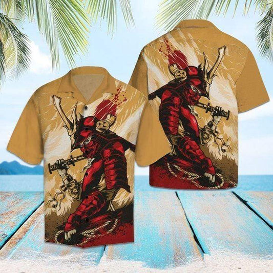 Amazing Red Samurai Hawaiian Shirt 