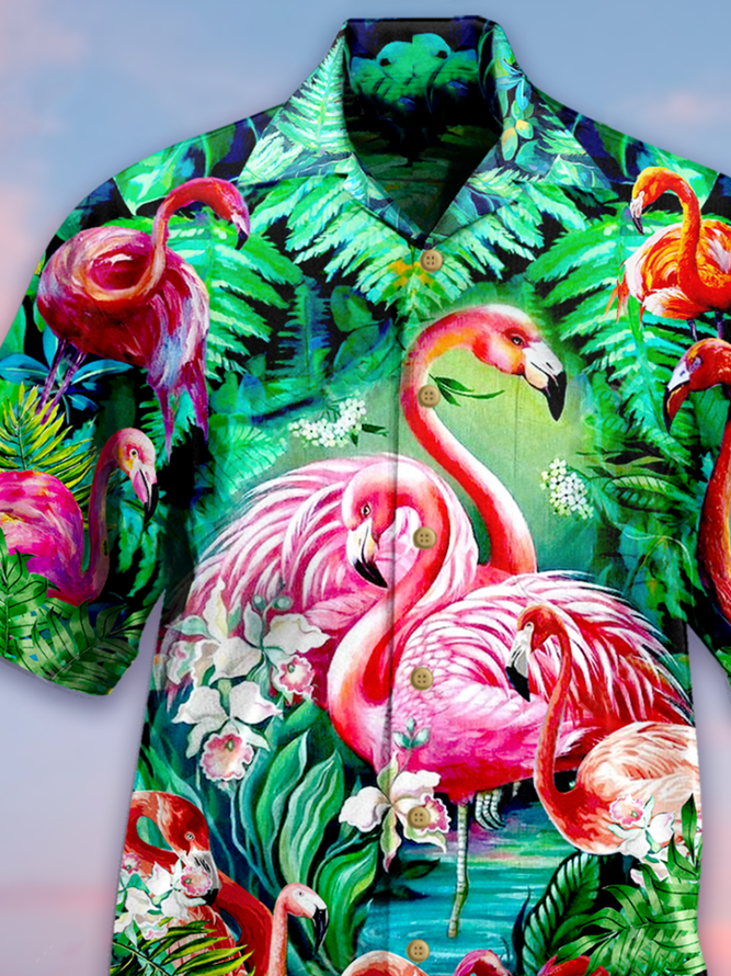 Tropical Flamingo Hawaiian Shirt | Hawaiian Shirt For Men | Hawaiian Shirt For Women | HW3605