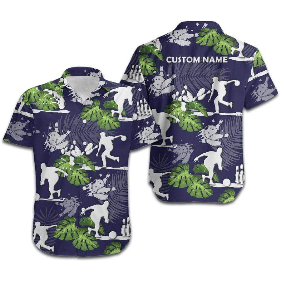 Hawaiian Aloha Shirts Bowling Player Tropical Floral Custom Name